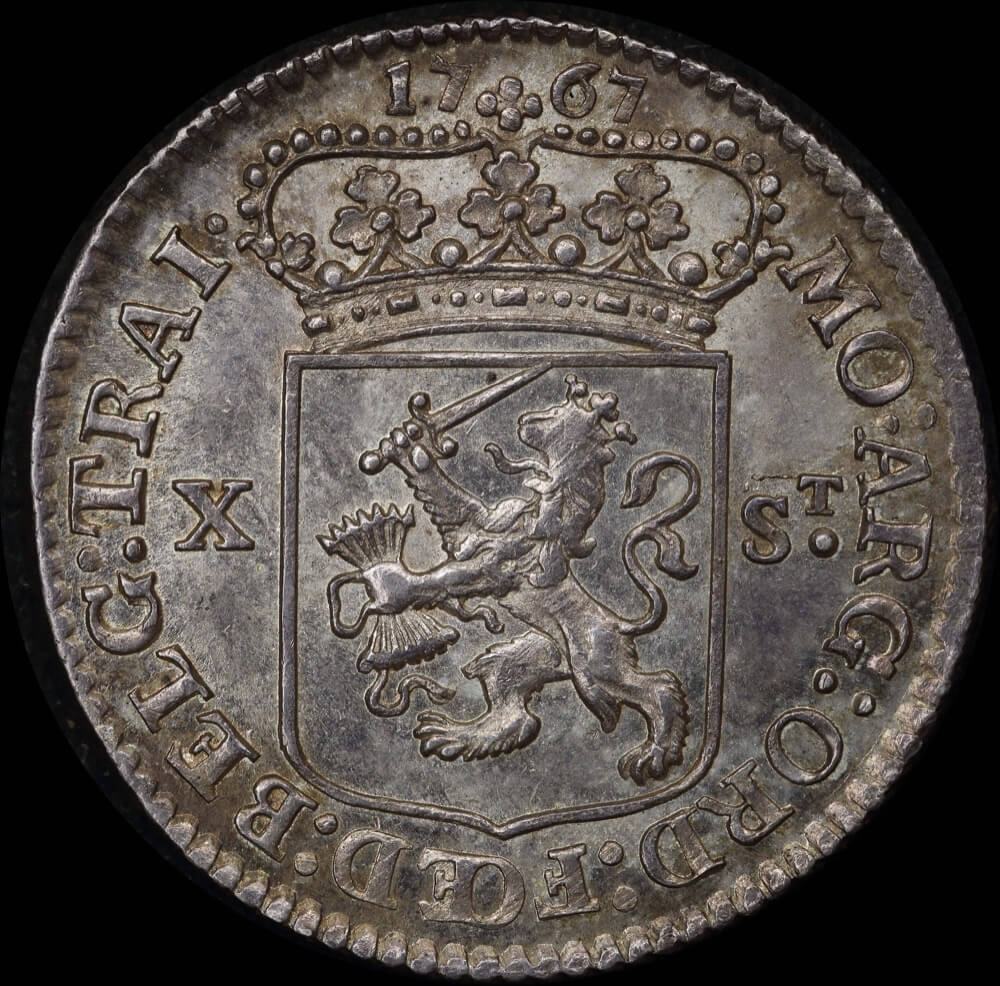 Netherlands (Utrecht) 1767 Silver 10 Stuivers KM# 110 Choice Uncirculated product image