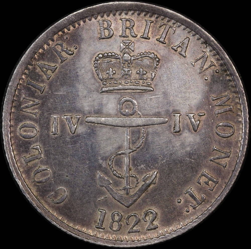 British West Indies 1822 Silver Quarter Dollar KM# 3 Extremely Fine product image