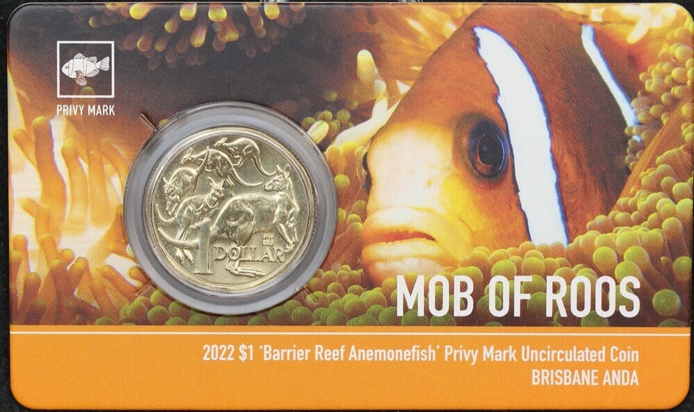 2022 $1 Coin In Card Brisbane ANDA Money Expo Anemone Fish Privy Mark product image