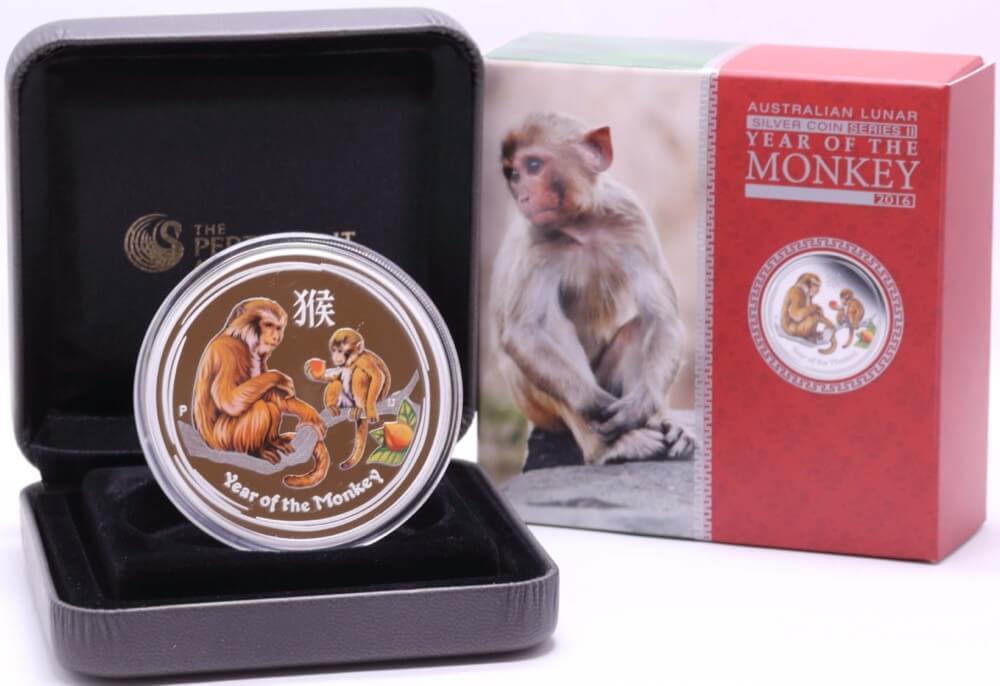 2016 Silver 2oz Proof Coloured Coin Lunar Monkey product image