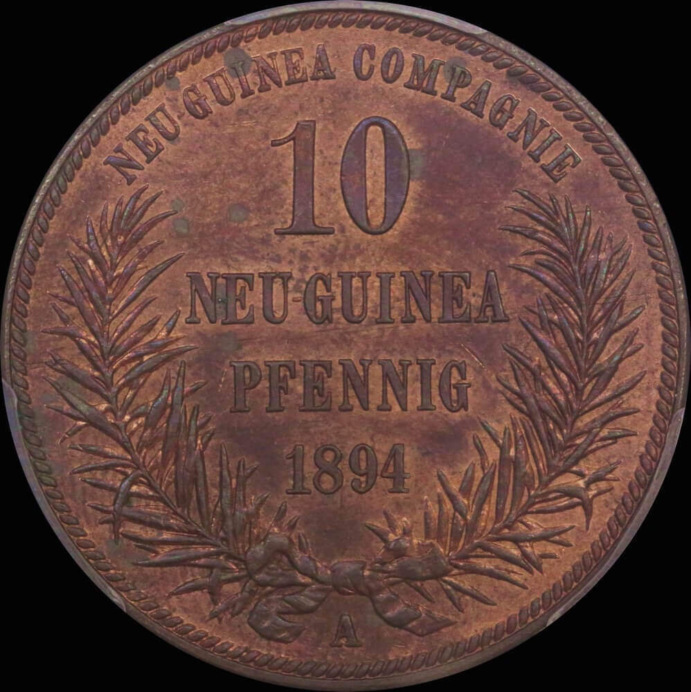 German New Guinea 1894 Copper 10 Pfennig KM#3 PCGS MS63RB product image