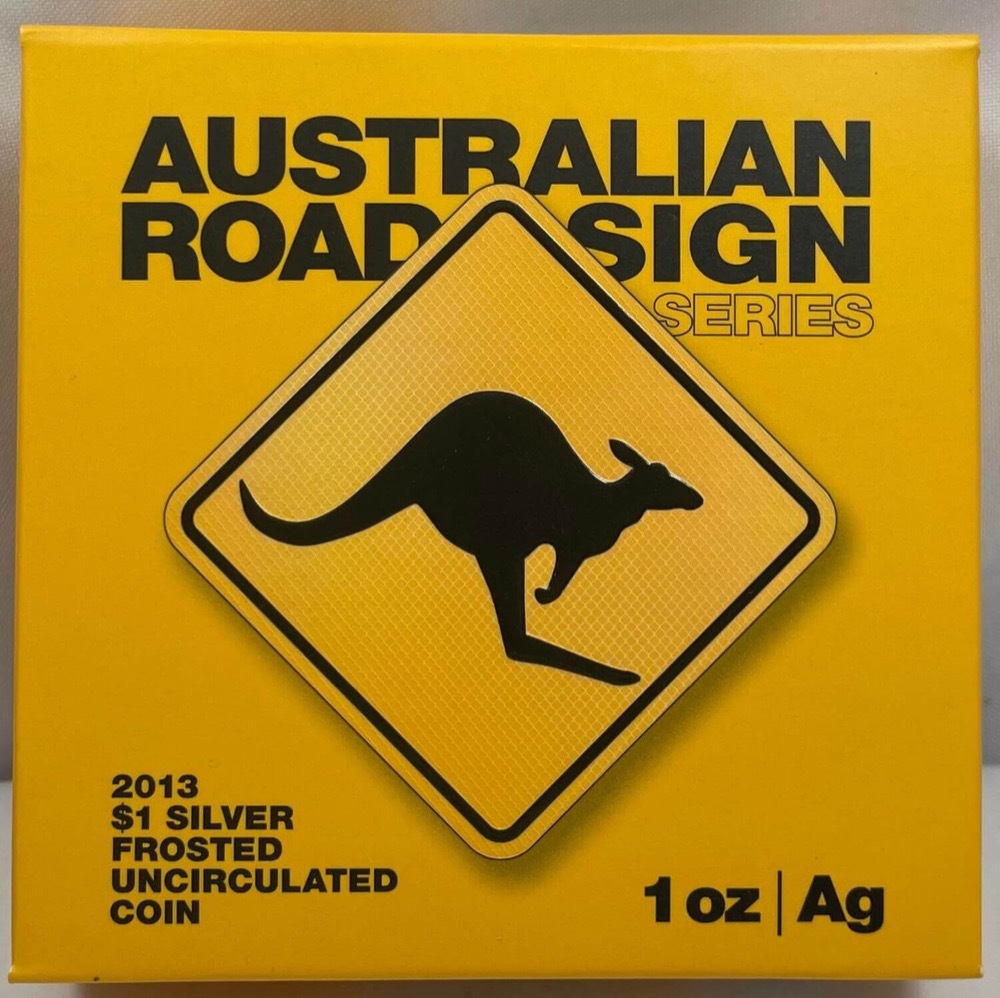 2013 Silver 1 Dollar Coin Australian Road Sign - Kangaroo product image