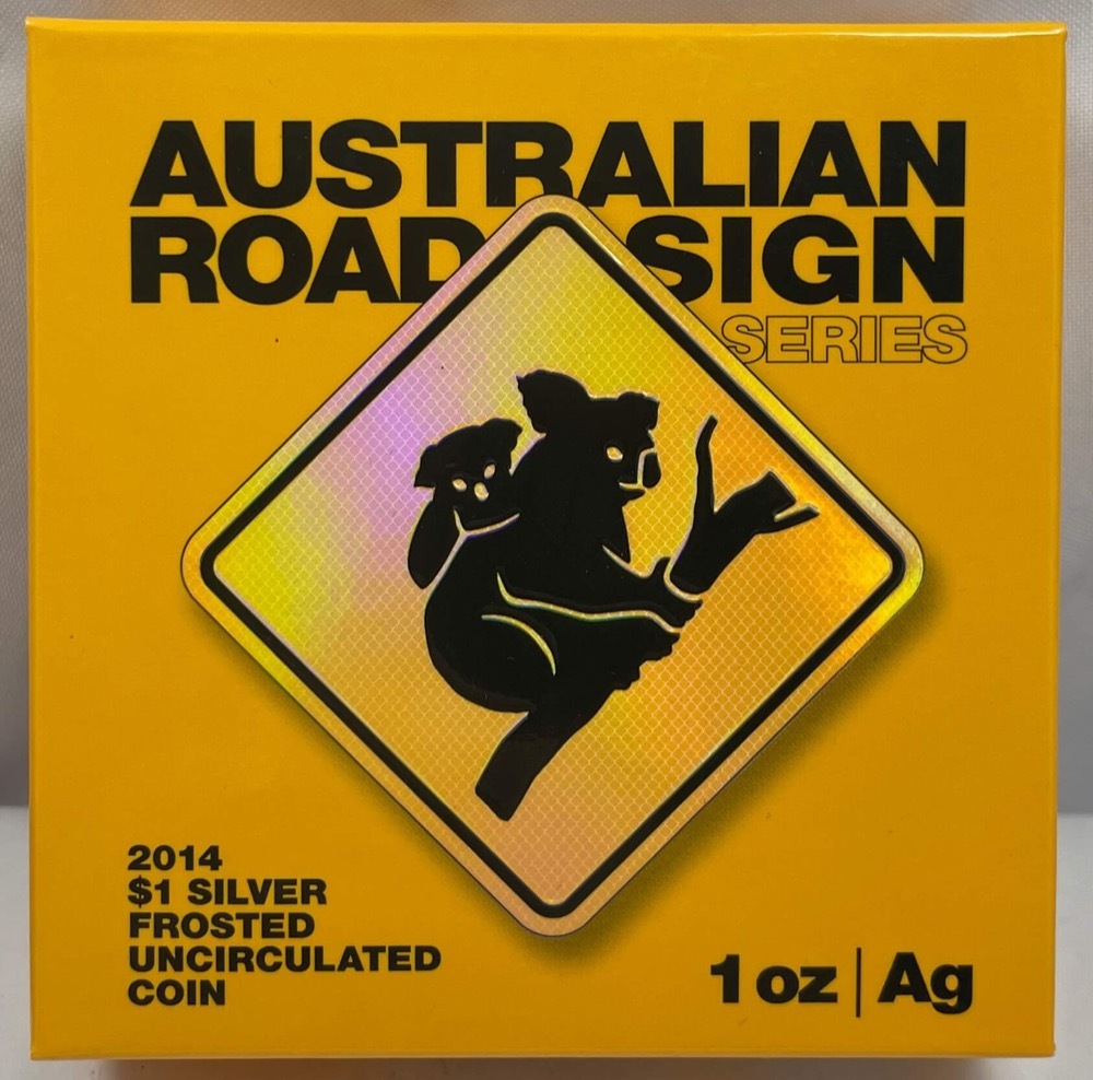 2014 Silver 1 Dollar Coin Australian Road Sign - Koala product image