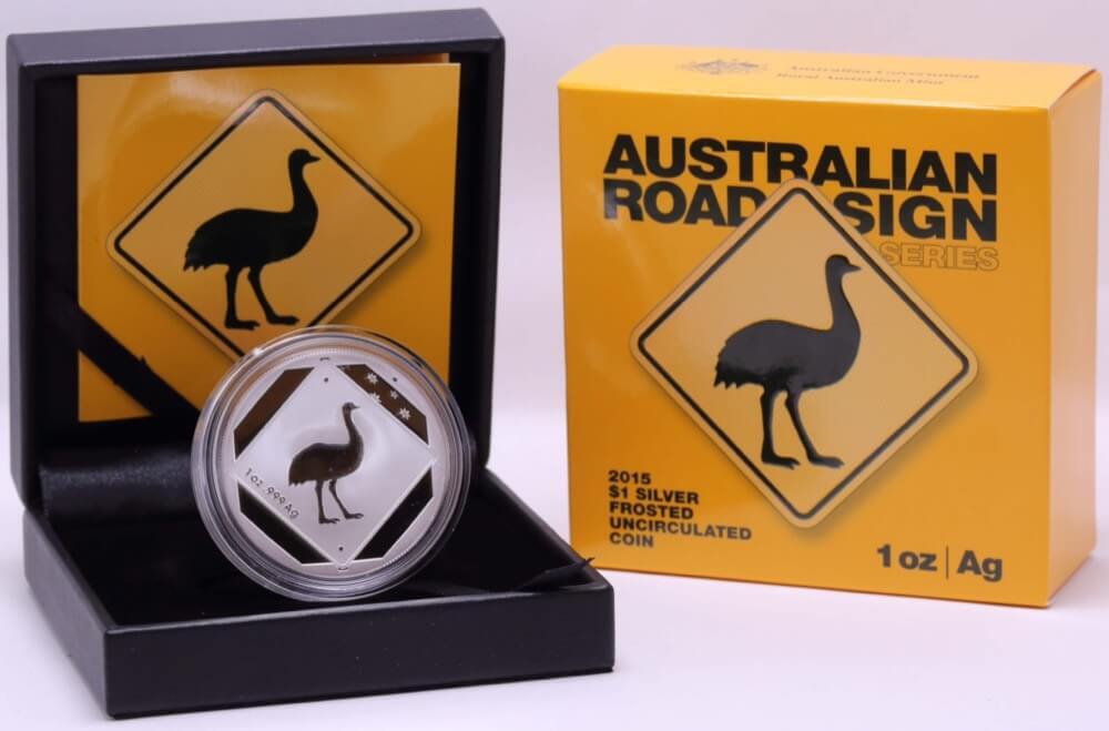 2015 Silver 1 Dollar Coin Australian Road Sign - Emu product image