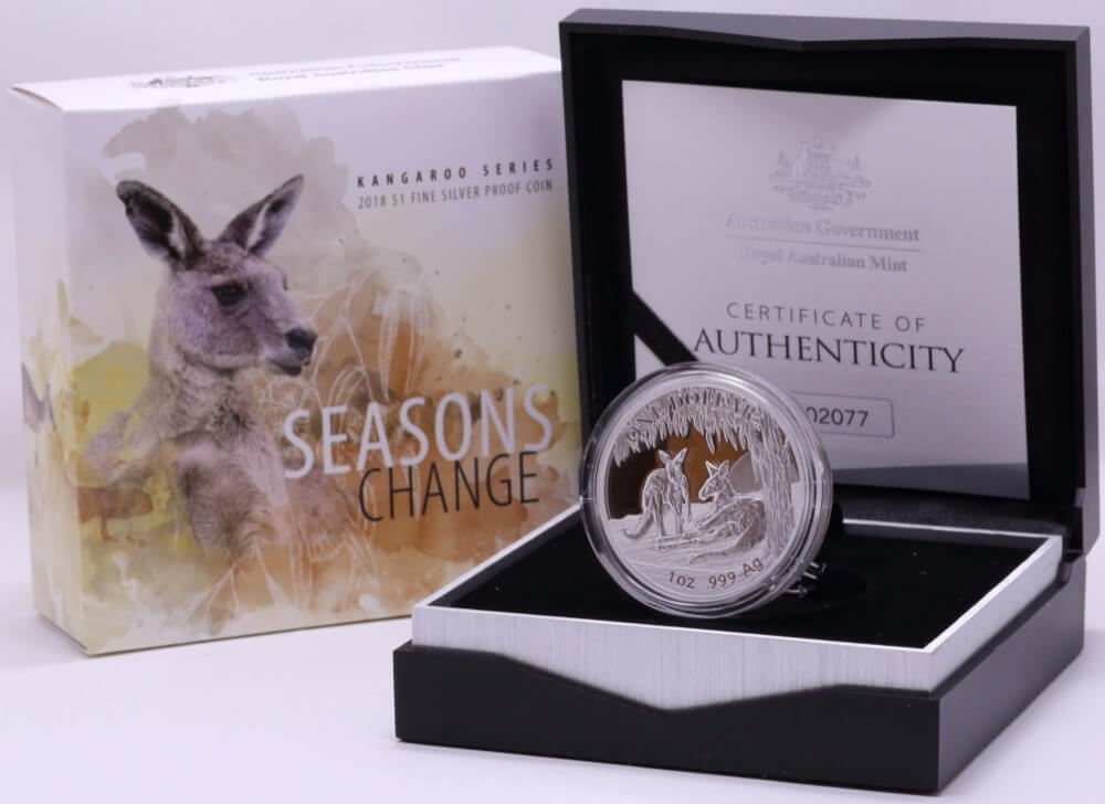 2018 Silver 1 Dollar Proof Coin Seasons Change - Kangaroo product image