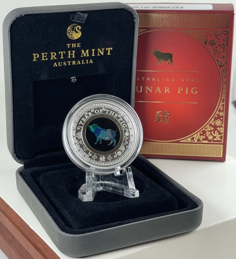 2019 Silver 1oz Proof Coin Opal Lunar Pig product image