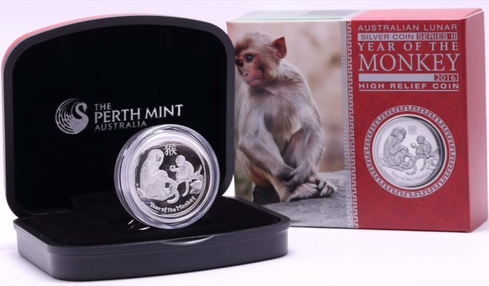 2016 Silver 1oz High Relief Proof Coin Lunar Monkey product image