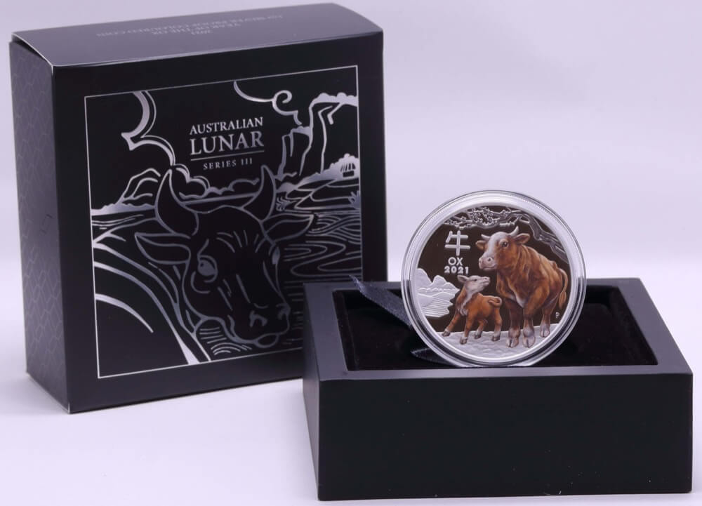 2021 Silver 1oz Coloured Proof Coin Lunar Ox product image