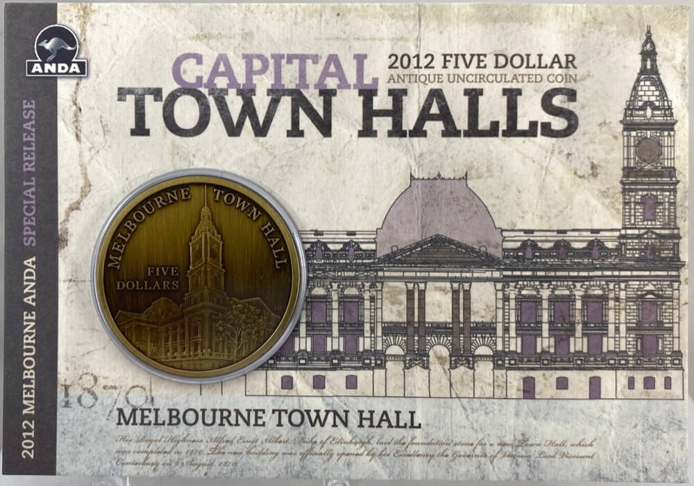 2012 5 Dollar Antique Uncirculated Capital Town Halls Coin - Melbourne product image