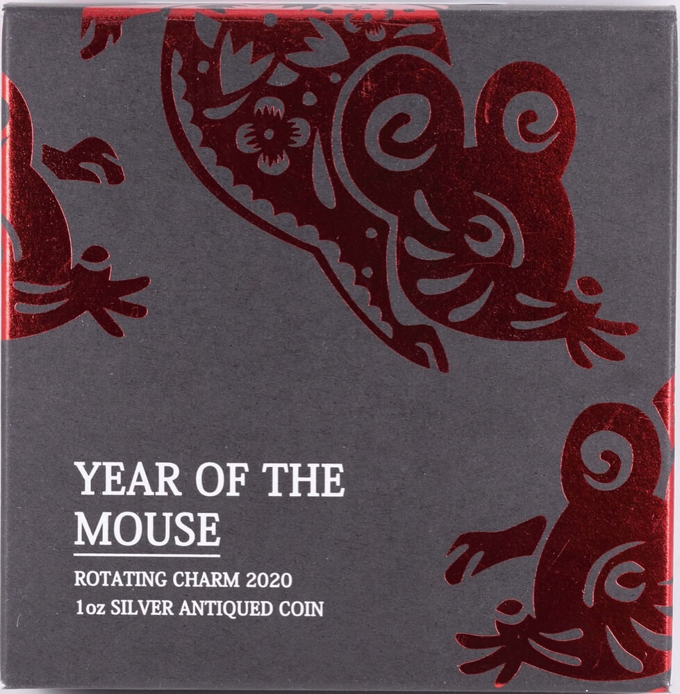 2020 Silver Lunar 1oz Antiqued Coin Mouse - Rotating Charm product image