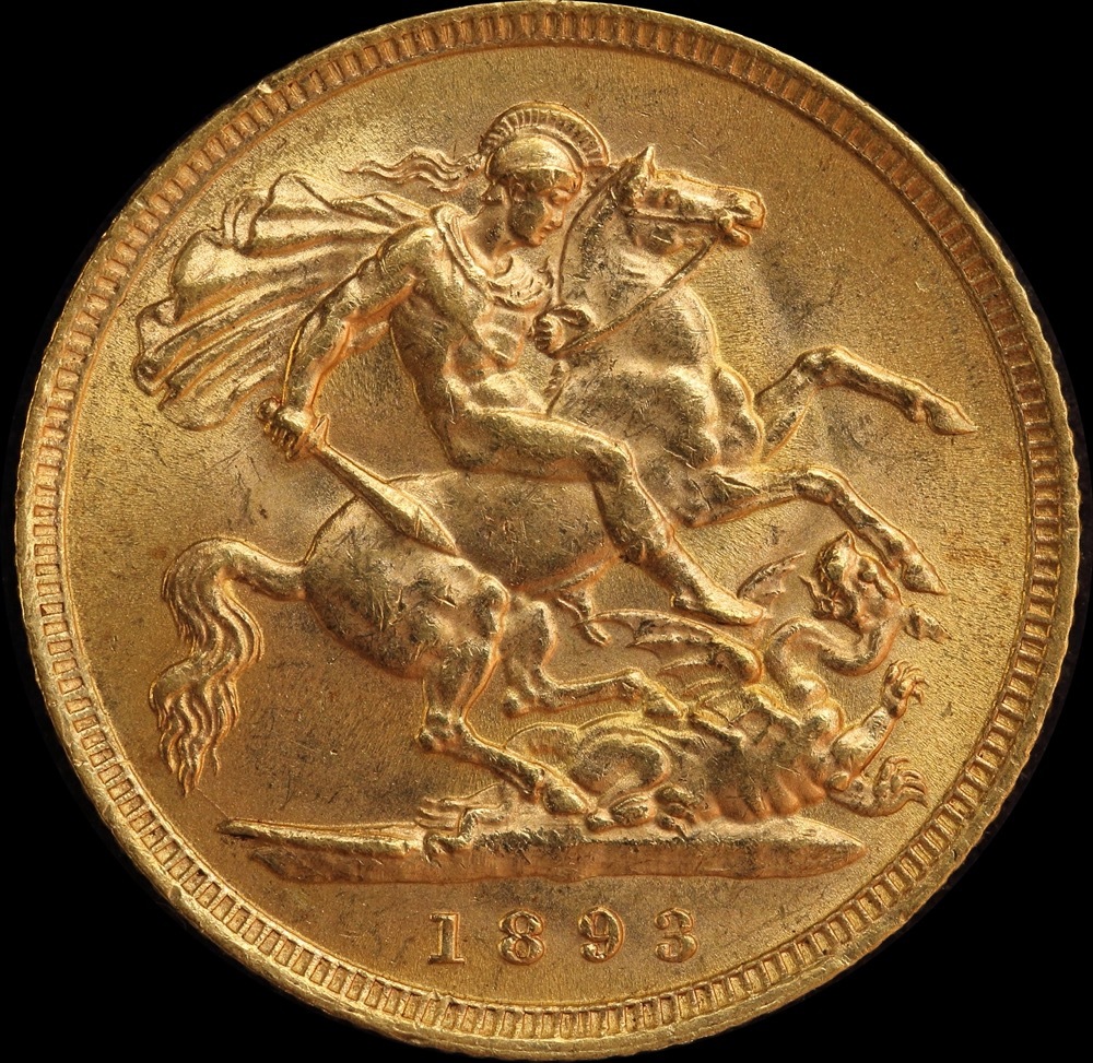 1893 London Veiled Head Half Sovereign S#3878 Uncirculated  product image