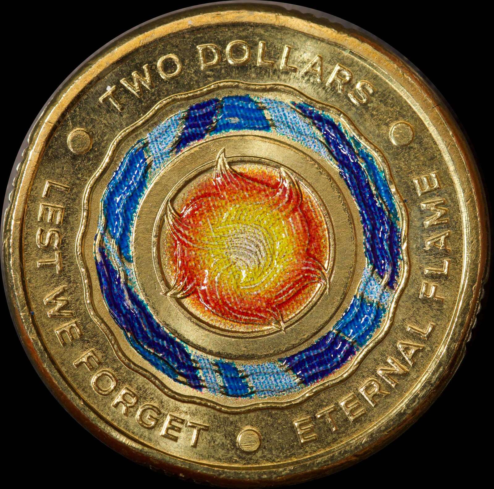 2018 Coloured 2 Dollar Coin Lest We Forget Eternal Flame Uncirculated product image