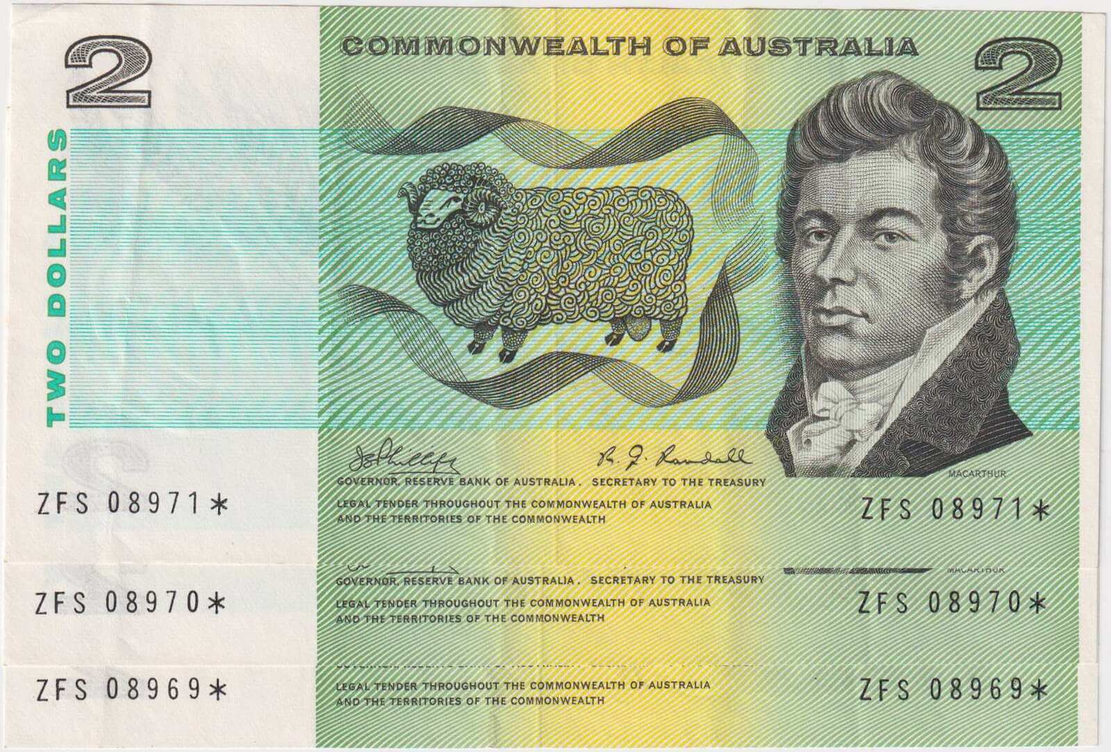1968 $2 Note Star Note Consecutive Trio Phillips/Randall R83s Extremely Fine product image