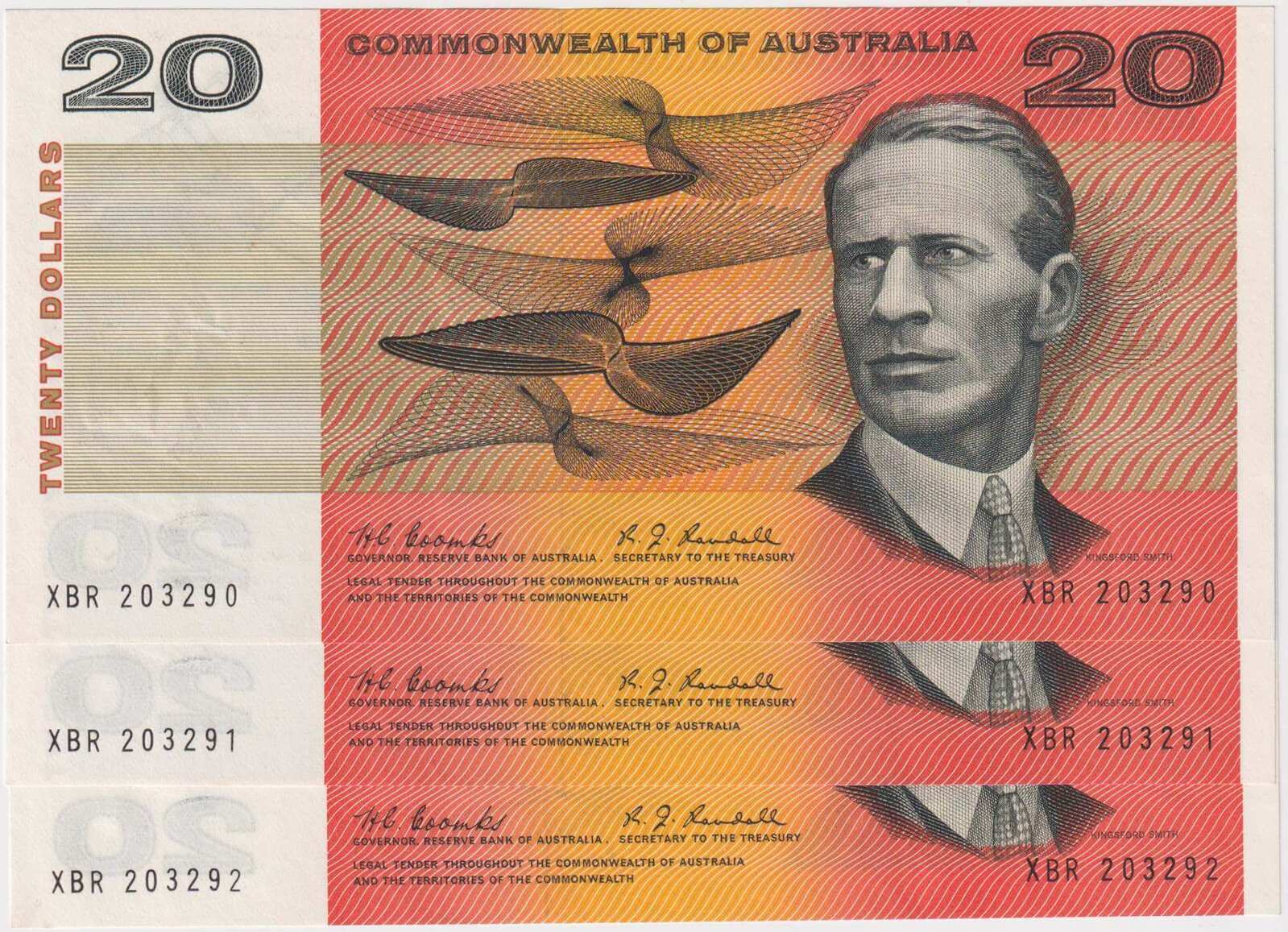 1968 $20 Note Consecutive Trio Coombs/Randall R402 good EF product image