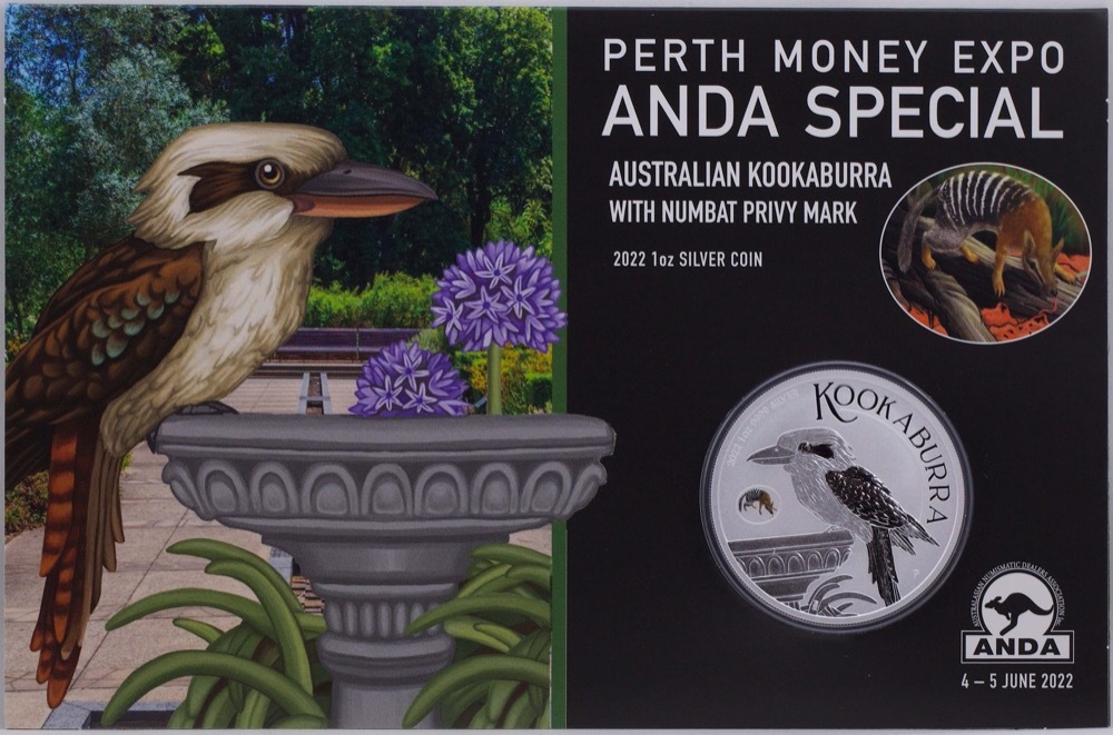 2022 Silver 1oz Kookaburra Coloured Numbat Privy Mark - Perth Money Expo product image