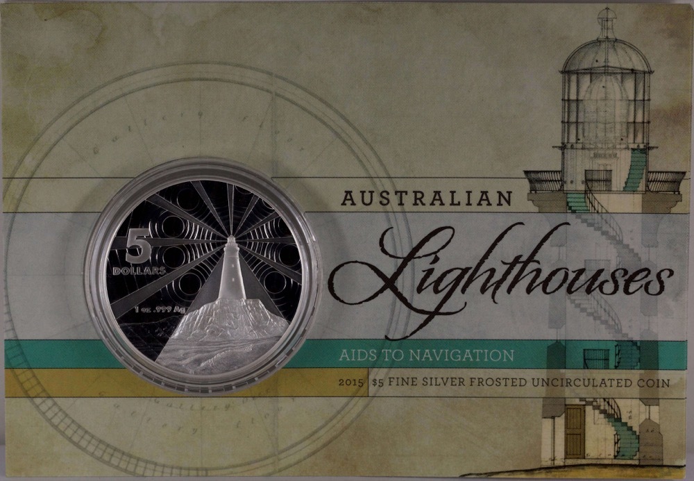 2015 Silver 5 Dollar Frosted Unc Australian Lighthouses - Ainds to Navigation product image