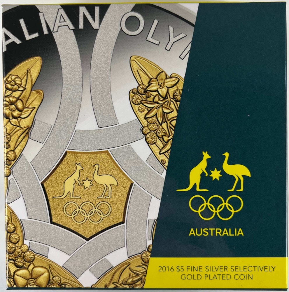 2016 Silver 5 Dollar Proof Selectively Gold Plated Australian Olympic Team product image