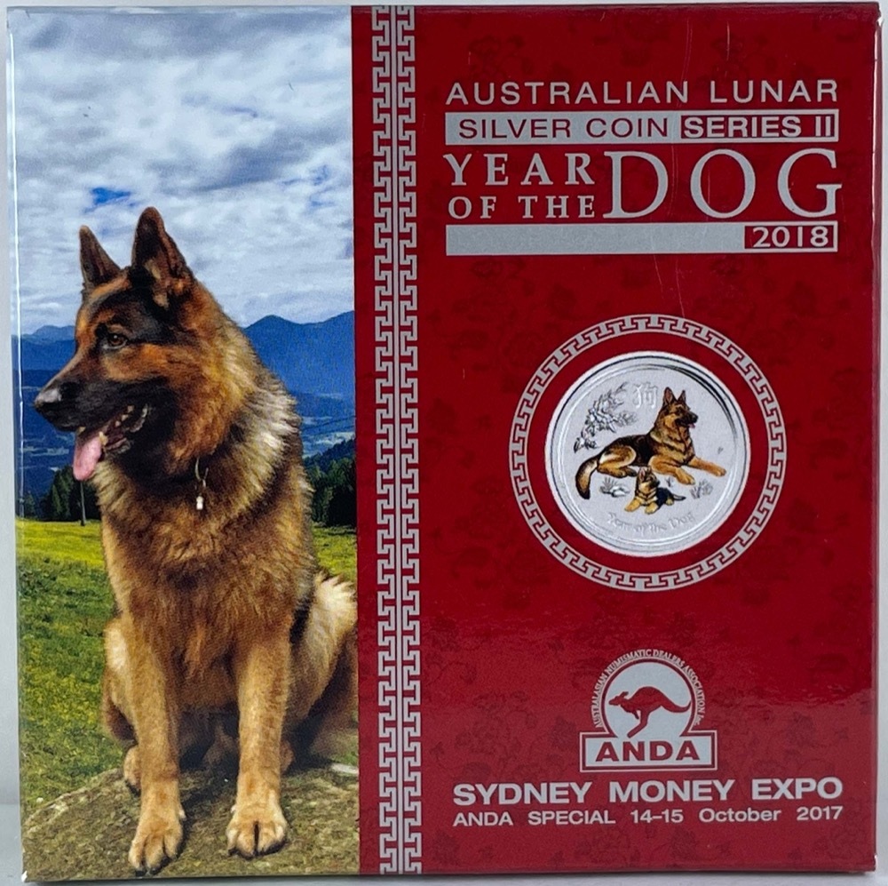 2018 Silver 1oz Coloured Proof Coin Lunar - Year of the Dog product image