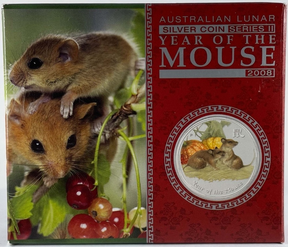 2008 Silver 1oz Coloured Coin Lunar - Year of the Mouse product image