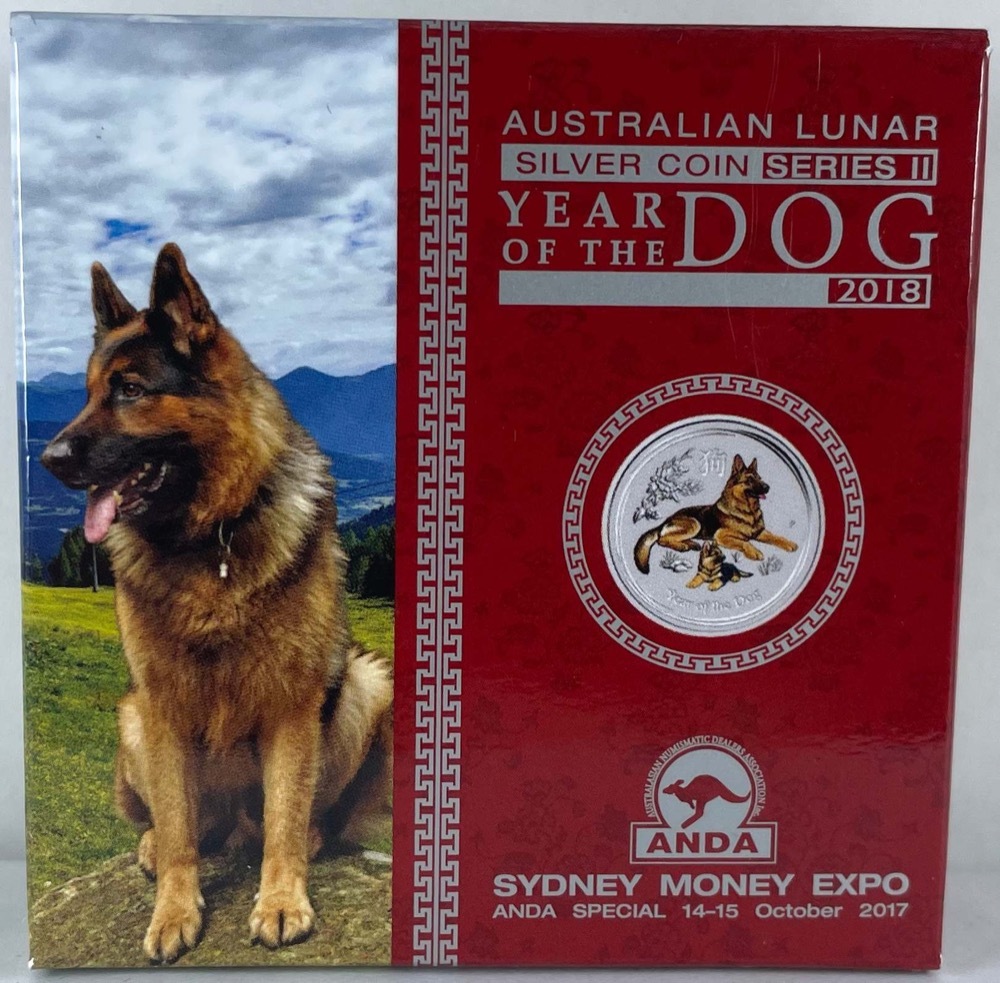 2018 Silver 1/2oz Coloured Coin Lunar - Year of the Dog product image