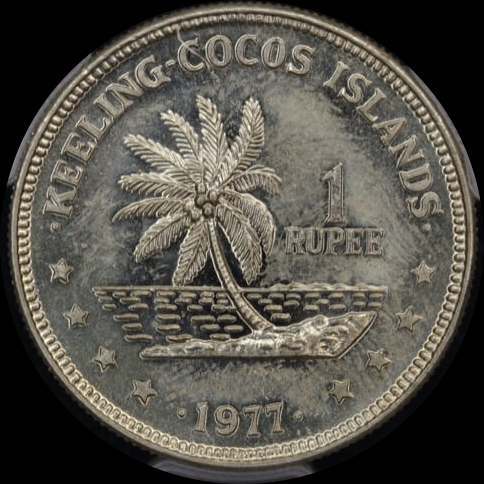 Keeling-Cocos Islands 1977 Copper-Nickel 1 Rupee KM# 7 PCGS MS63 product image