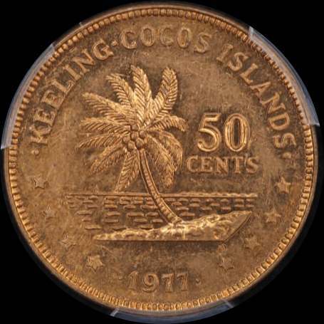 Keeling-Cocos Islands 1977 Copper 50 Cents KM# 4 PCGS MS63RD product image