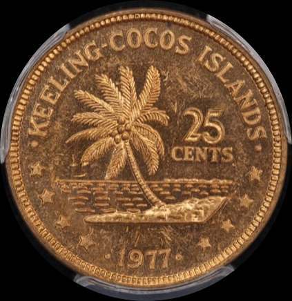 Keeling-Cocos Islands 1977 Copper 25 Cents KM# 3 PCGS MS63RD product image