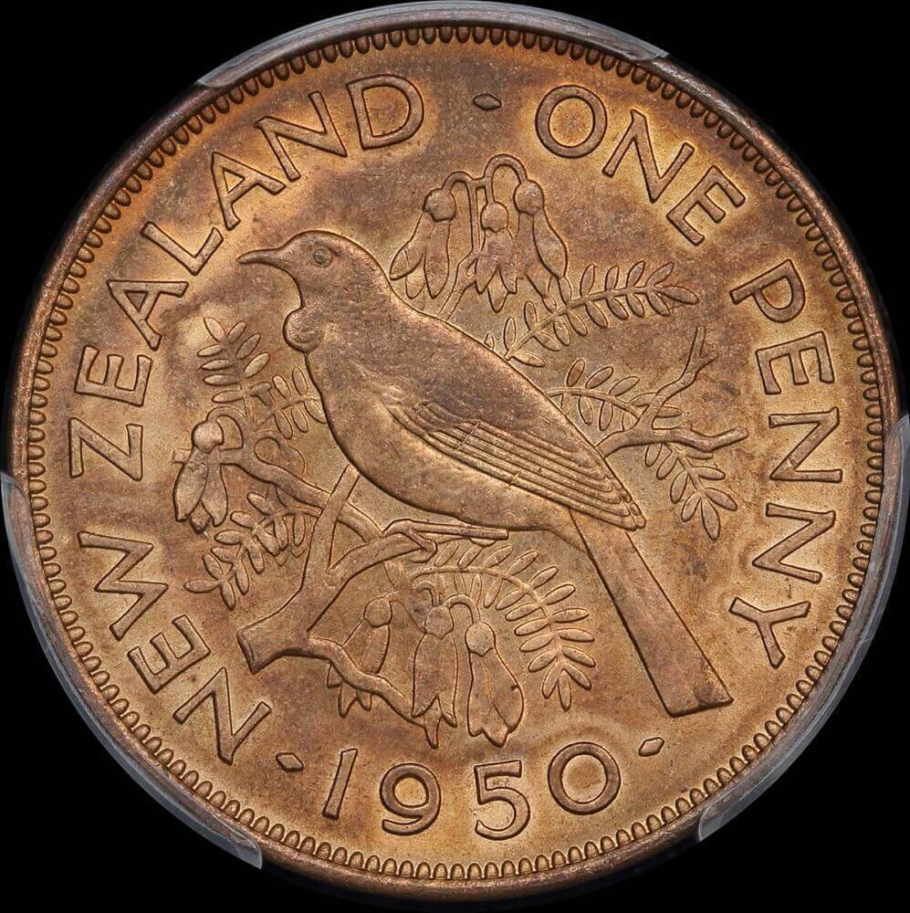 New Zealand 1950 Penny KM# 21 PCGS MS64RB product image