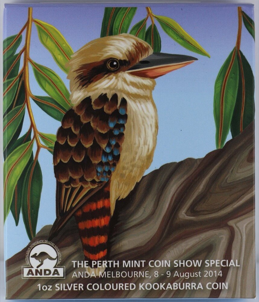 2014 Silver Coloured 1oz Coin Kookaburra - ANDA Melbourne product image