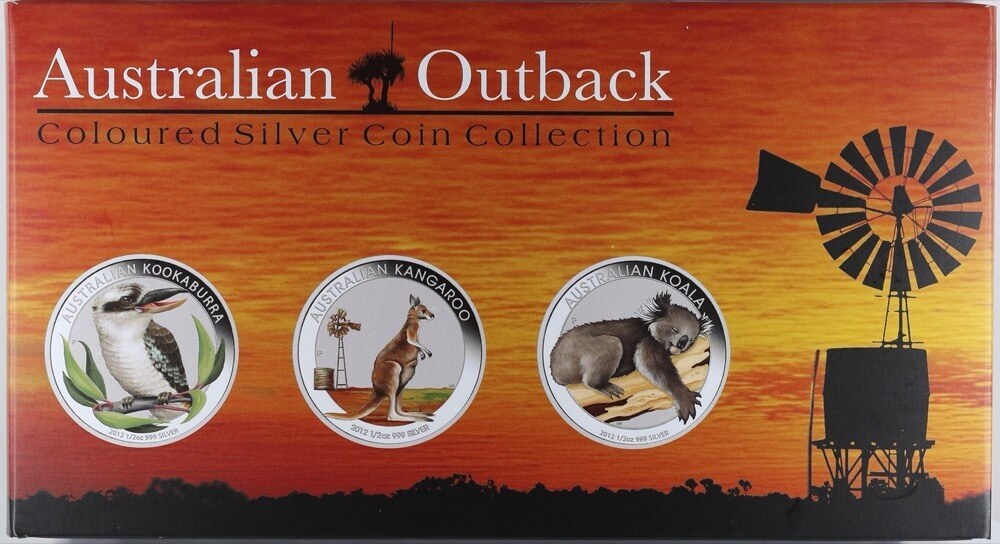 2012 Silver 1/2oz Proof 3 Coin Set Outback Coloured Coin Collection product image