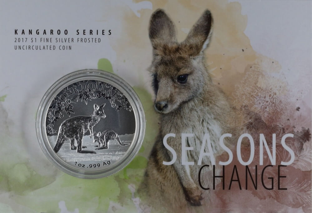 2017 Silver 1 Dollar Coin Kangaroo Seasons Change - Autumn product image