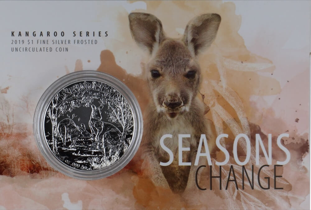 2019 Silver 1 Dollar Coin Kangaroo Seasons Change - Spring product image