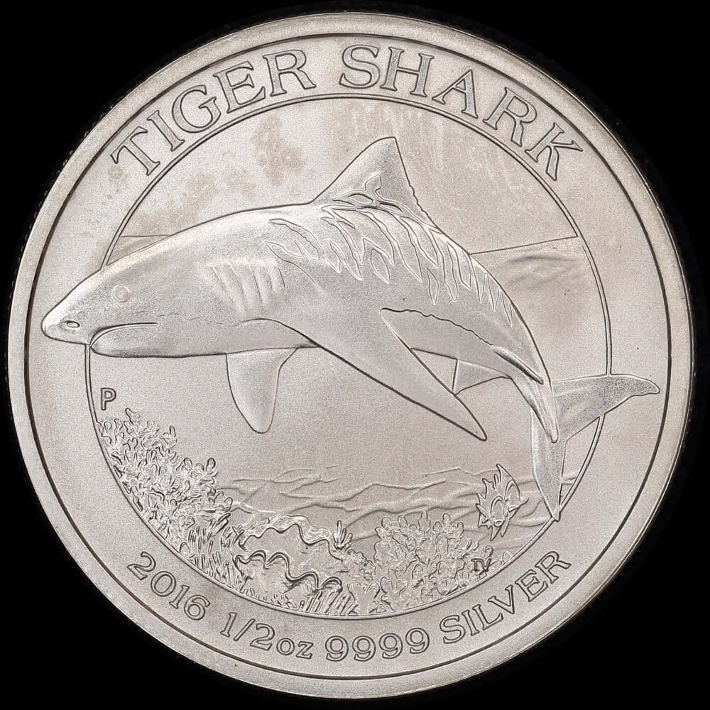2016 Silver 50 Cent Coin Tiger Shark product image