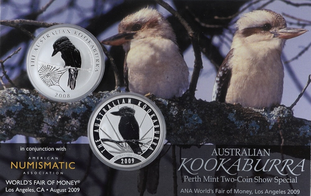 2009 Silver 1oz Unc Coin Pair Kookaburra Los Angeles Coin Show Special product image
