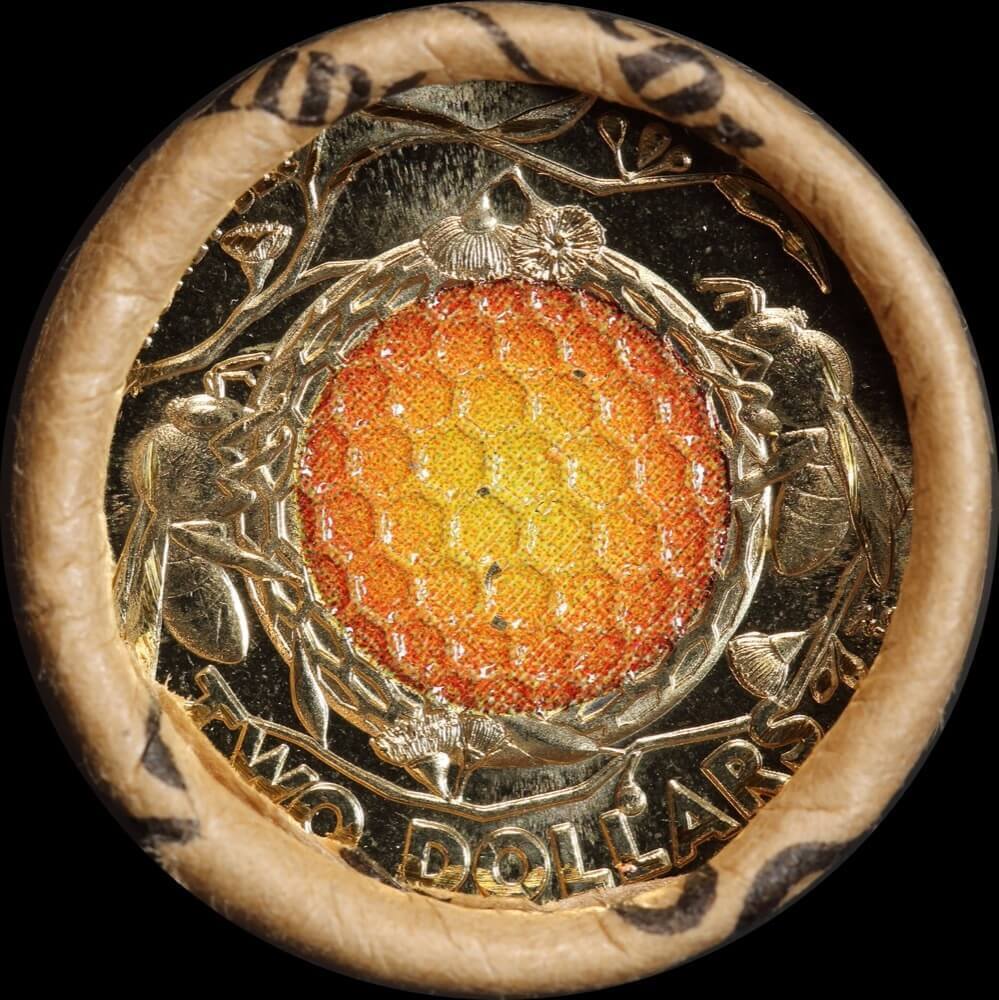 2022 Coloured 2 Dollar Mint Roll Honey Bee Heads / Tails product image