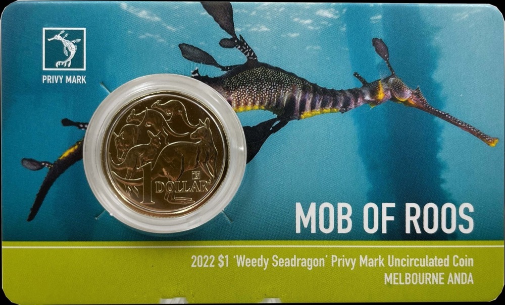 2022 $1 Coin In Card Melbourne ANDA Money Expo Weedy Seadragon Privy Mark product image