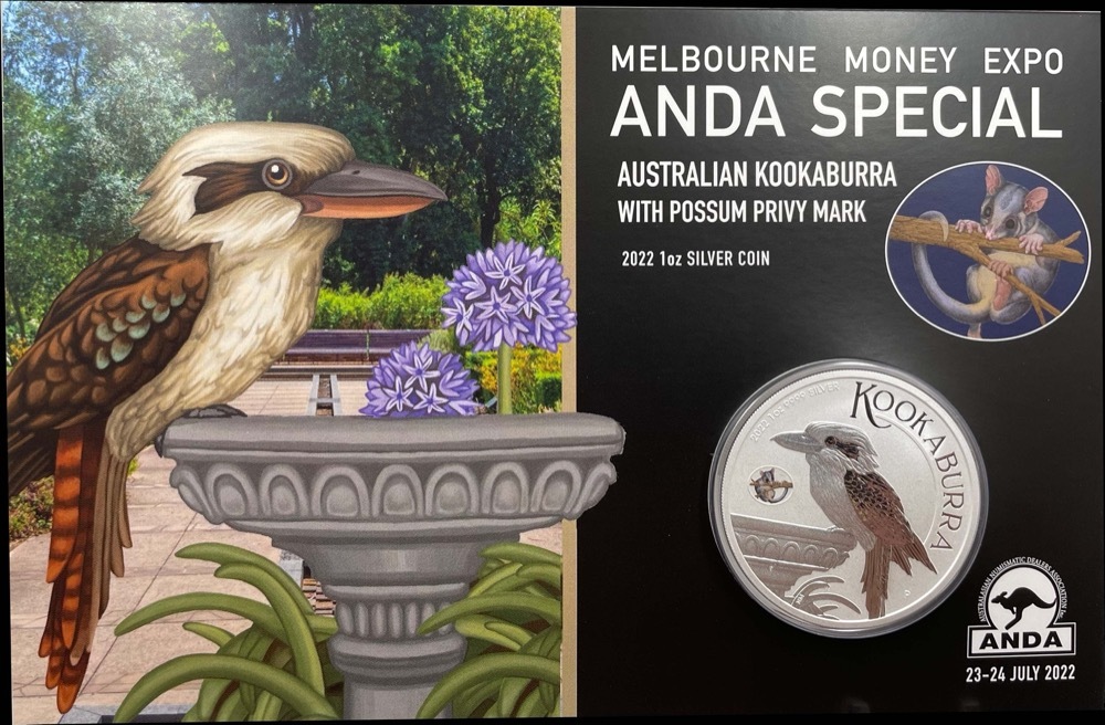 2022 Silver 1oz Kookaburra Coloured Possum Privy Mark - Melbourne Money Expo product image