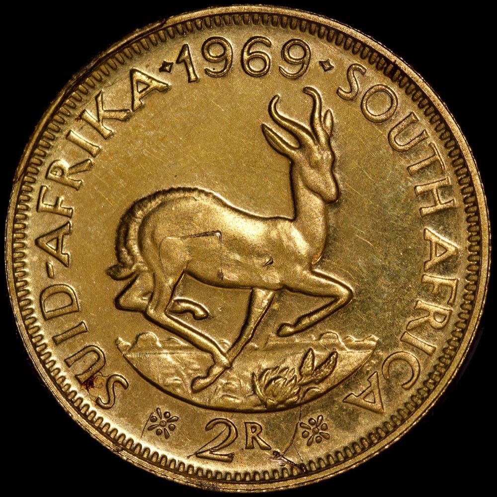 South Africa 1969 Gold 2 Rand KM# 64 product image