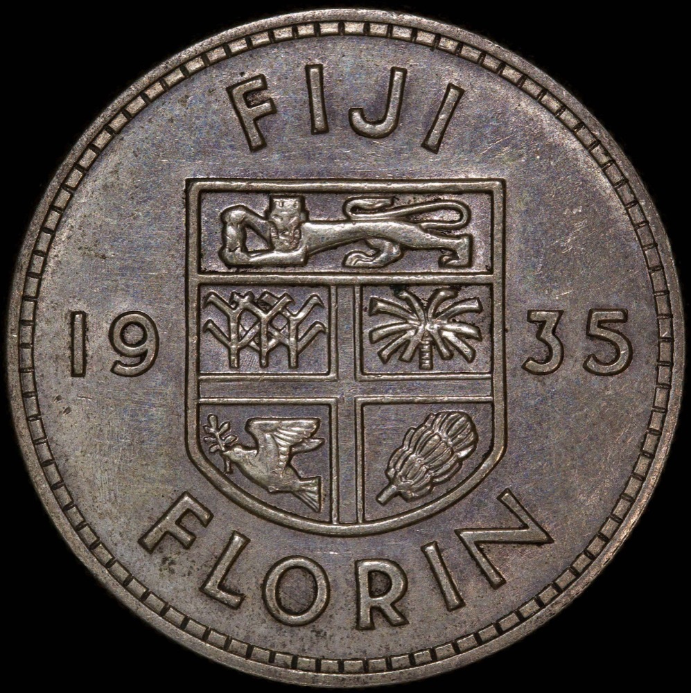Fiji 1935 Silver Florin KM#5 good EF product image