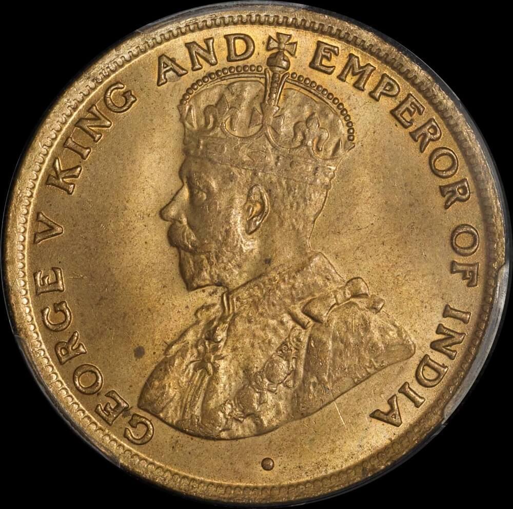 Hong Kong 1919 Copper 1 Cent KM# 16 PCGS MS64RB product image