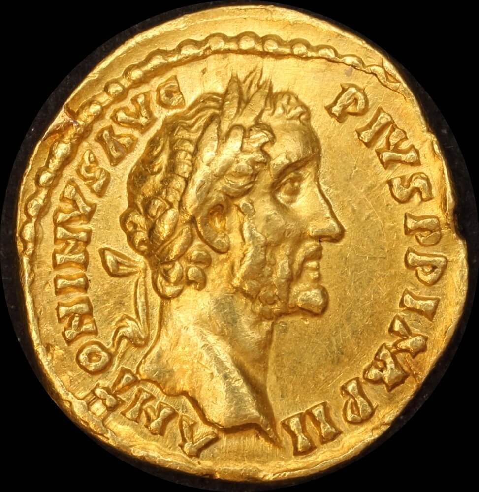 Ancient Rome (Imperial)  155 ~ 156 AD Antoninus Pius Gold Aureus Victory  RIC 255a good VF product image