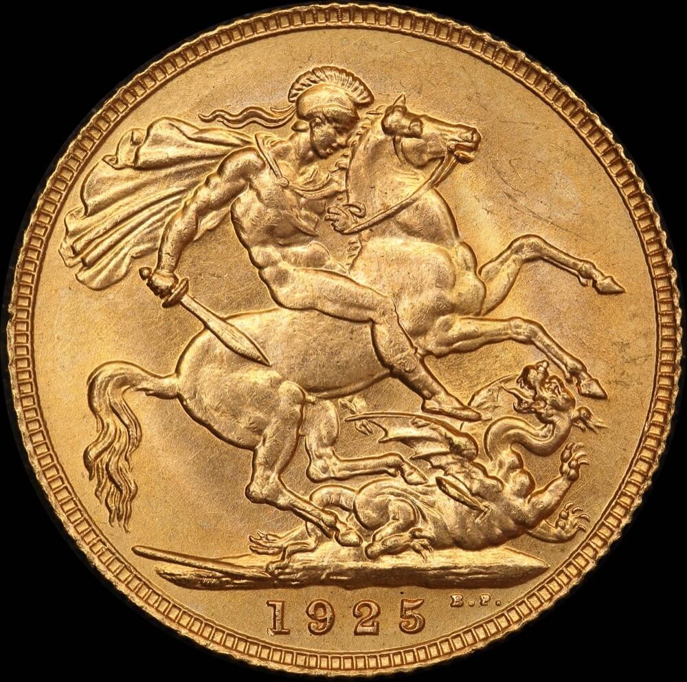 1925 London George V Large Head Sovereign Choice Unc product image