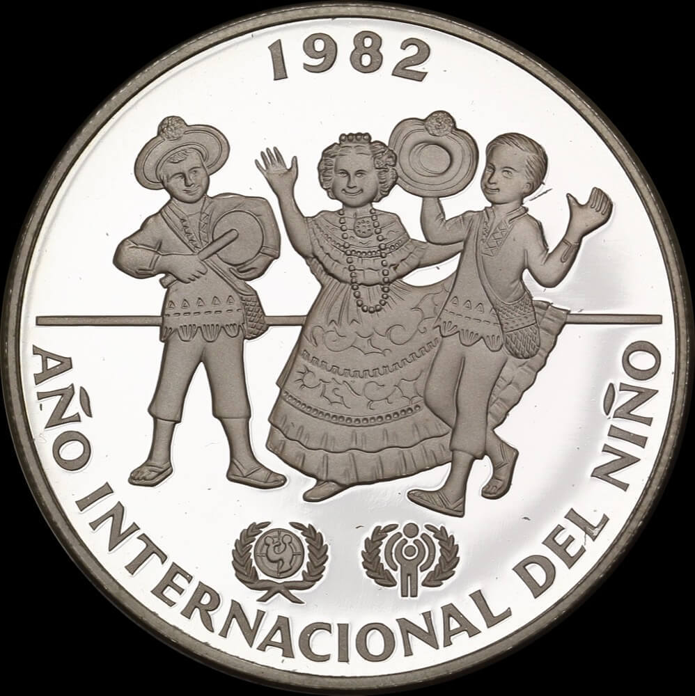 Panama 1982 Silver Proof 10 Balboas KM# 79 Unicef Year of the Child product image