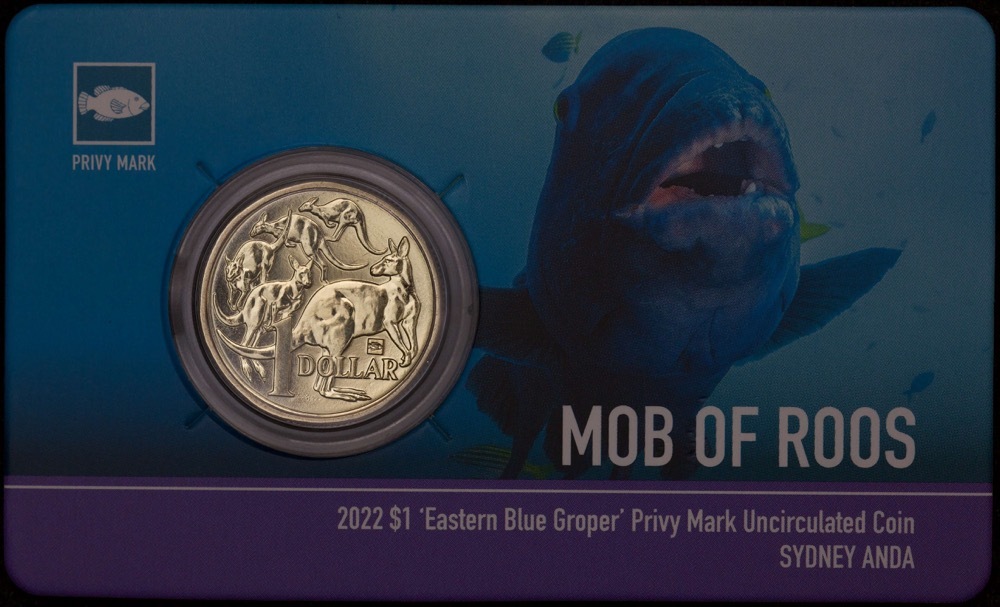2022 $1 Coin In Card Sydney ANDA Money Expo Groper Privy Mark product image