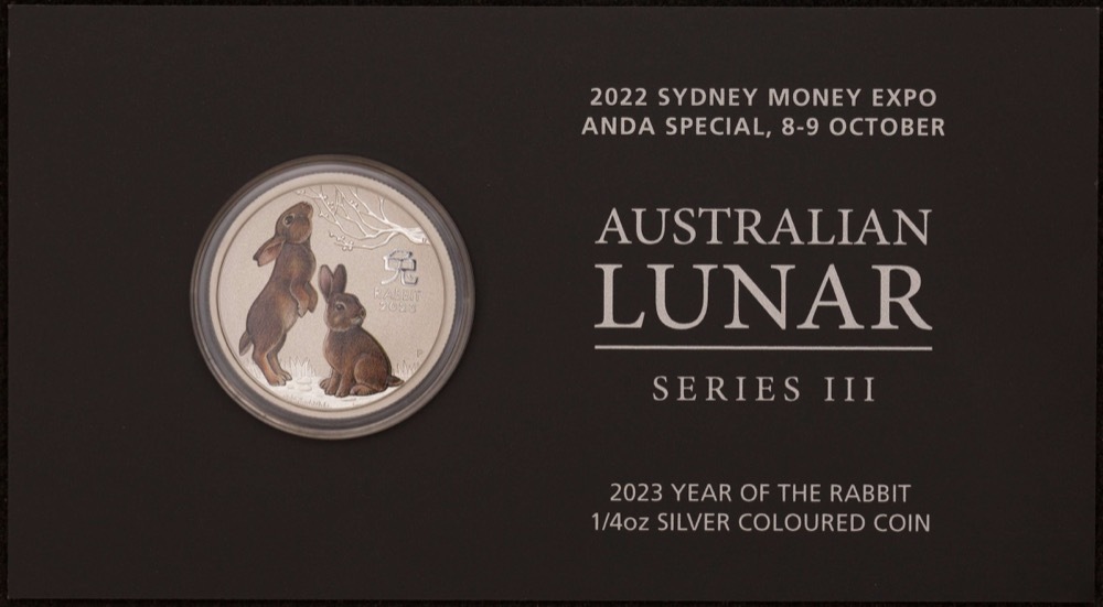 2023 Silver Lunar 1/4 Ounce Coloured Coin Rabbit Sydney ANDA Money Expo product image