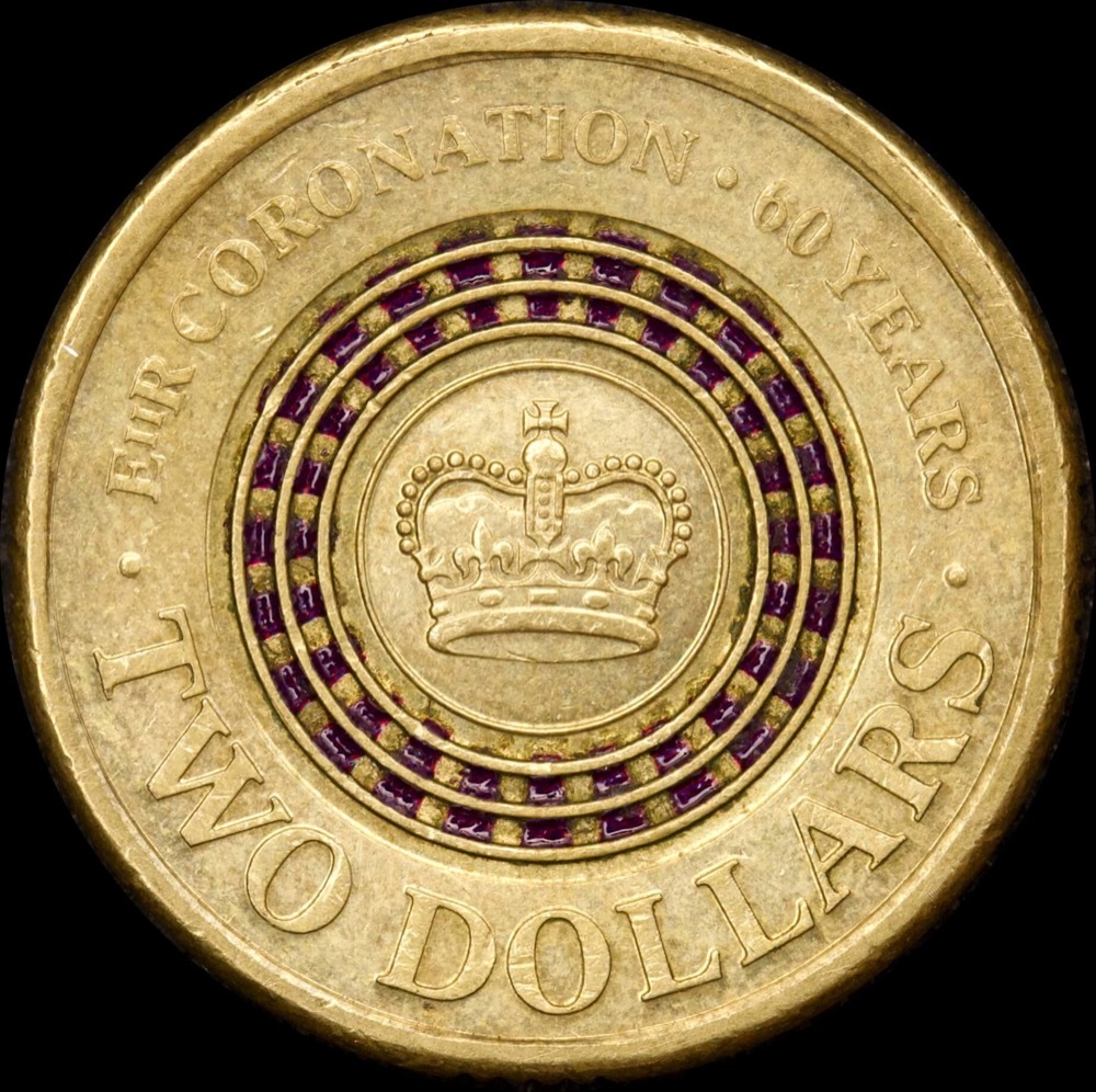 2013 Coloured 2 Dollar Coin Purple Crown Coronation Circulated product image