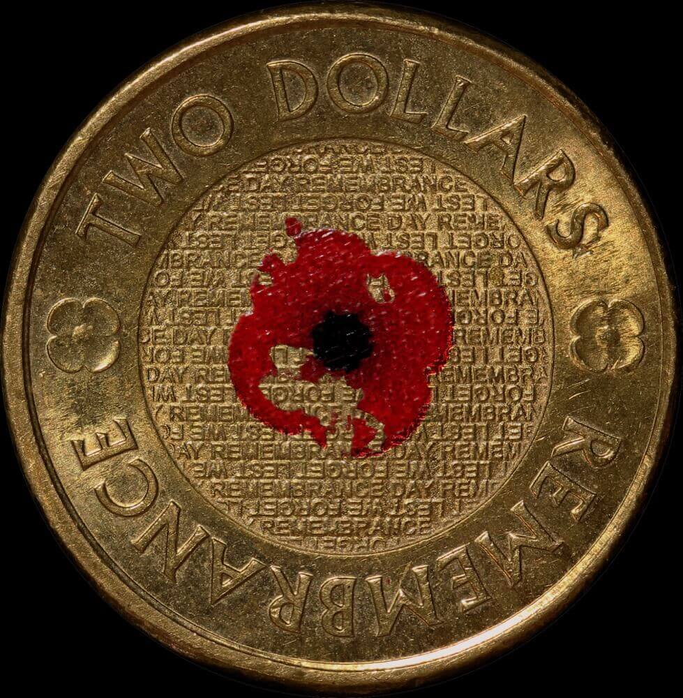 2012 Coloured 2 Dollar Coin Remembrance Day - Red Poppy Extremely Fine product image