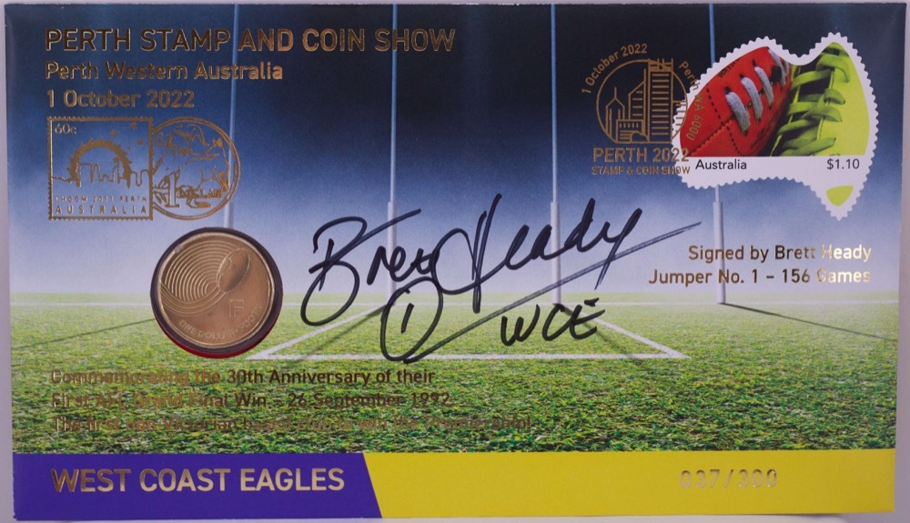 2022 $1 PNC West Coast Eagles Perth Stamp and Coin Show Gold Overprint product image