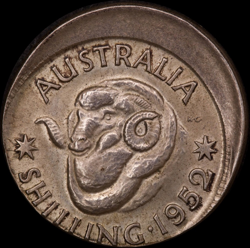 1952 Shilling 3.5mm Offstrike Error good EF product image