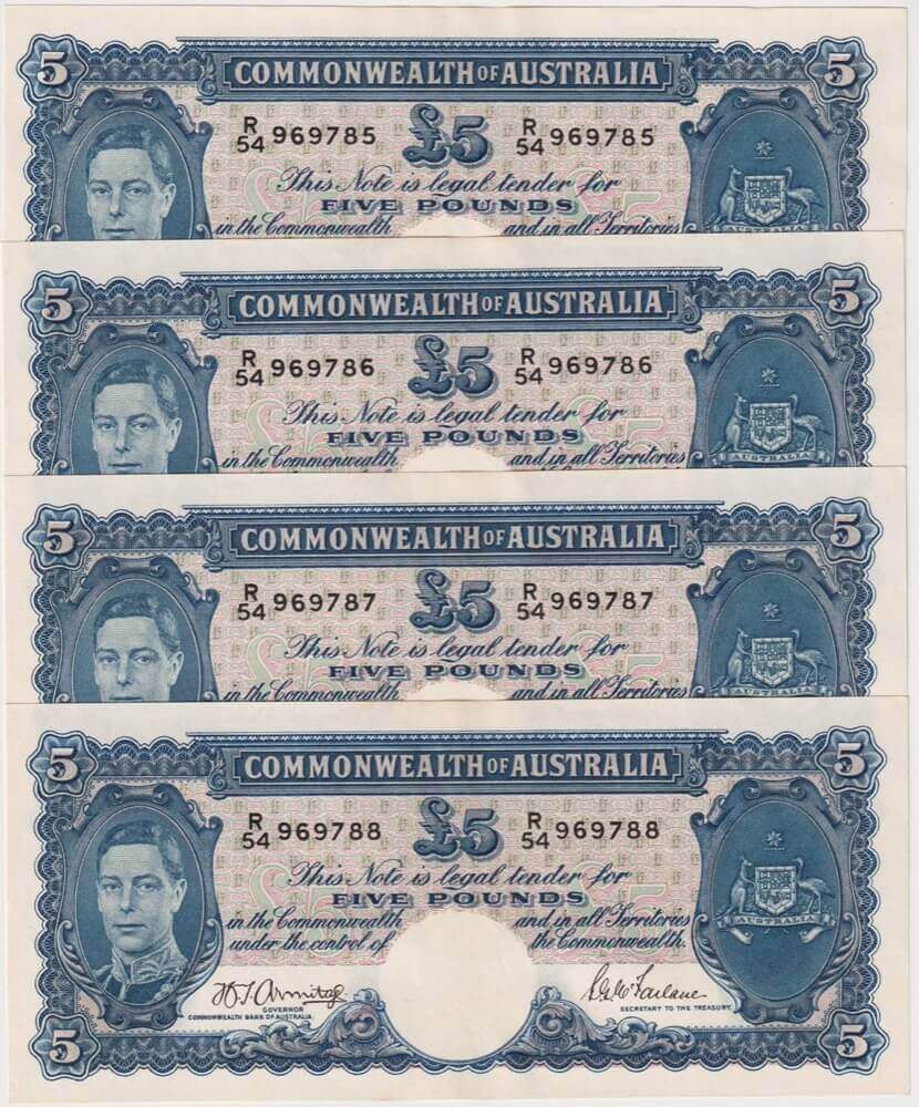 1942 Five Pound Consec Run of 4 Armitage/McFarlane R46 PCGS Choice Unc 64 product image